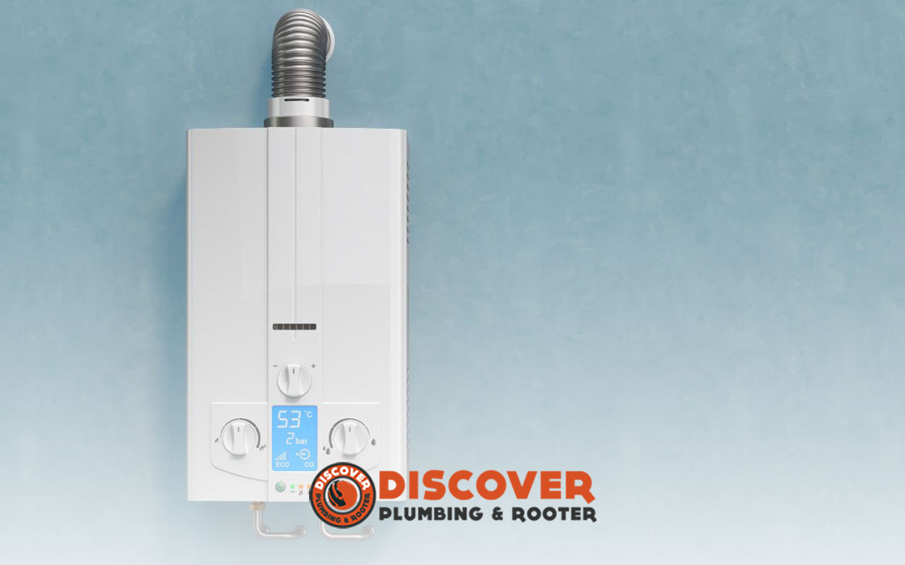 Compact tankless water heater, perfect for small spaces.